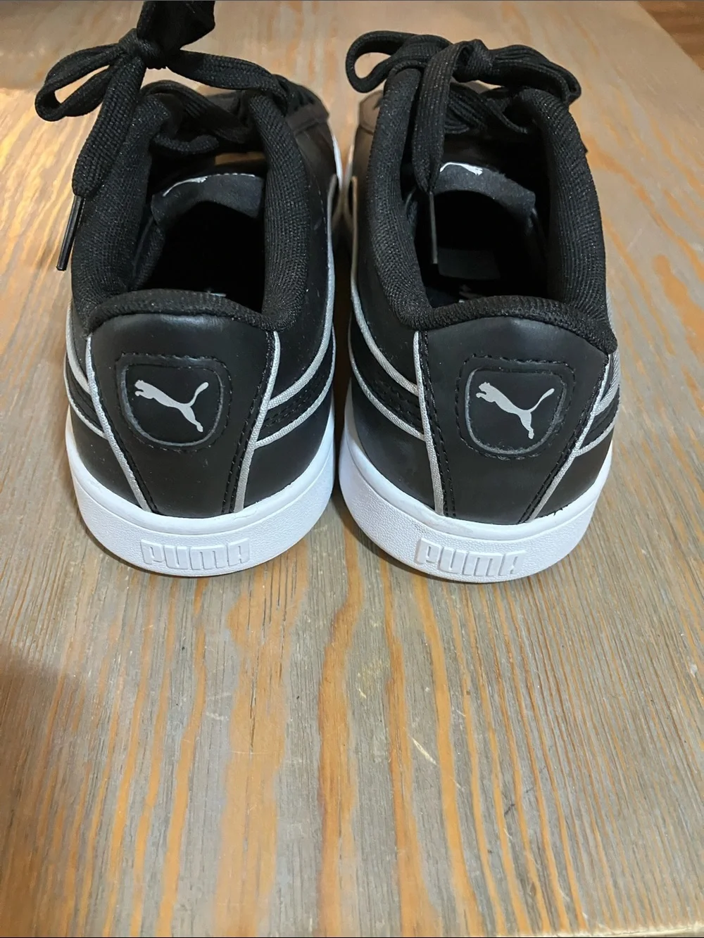 Puma Black Low-Top Lace-Up Sneakers with White Sole